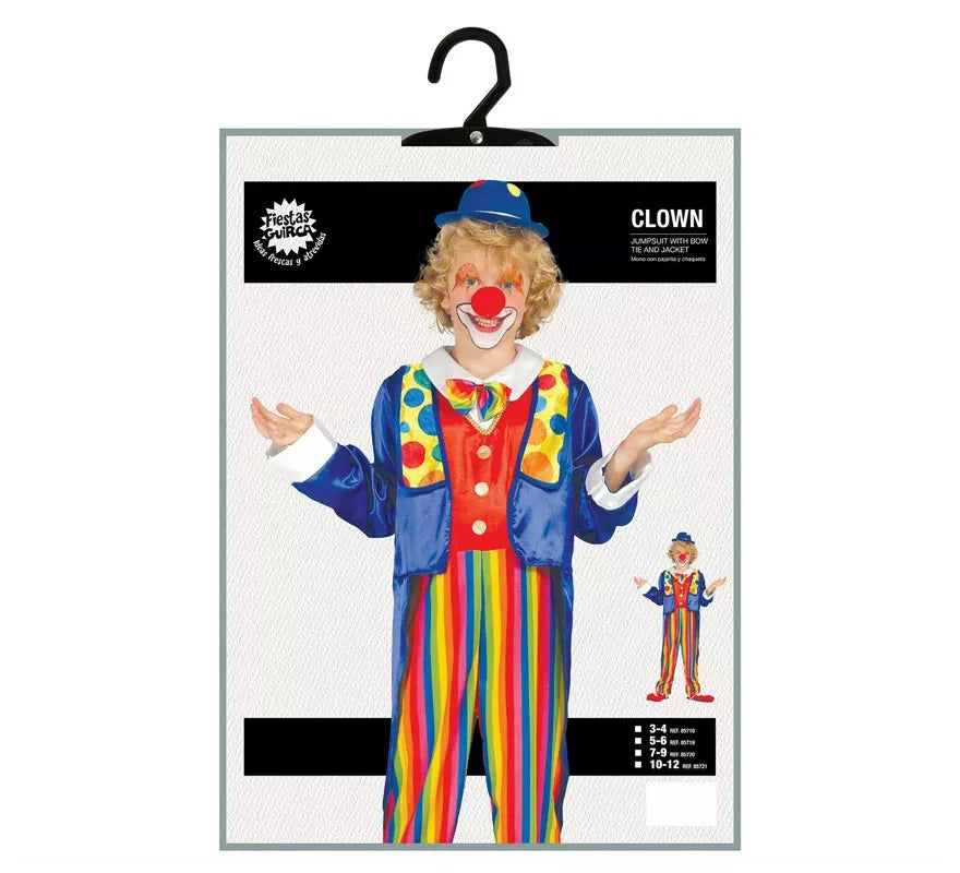 Translation missing: de.Disfraz de Payaso a rayas multicolores para niño