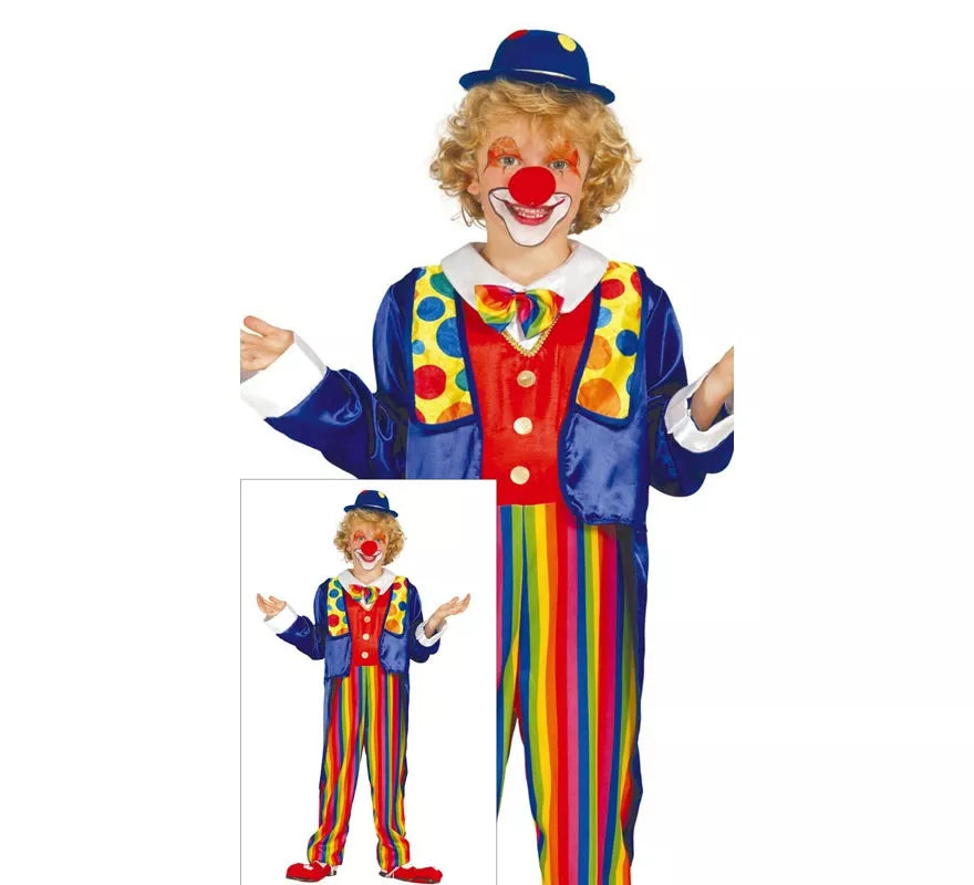 Translation missing: de.Disfraz de Payaso a rayas multicolores para niño