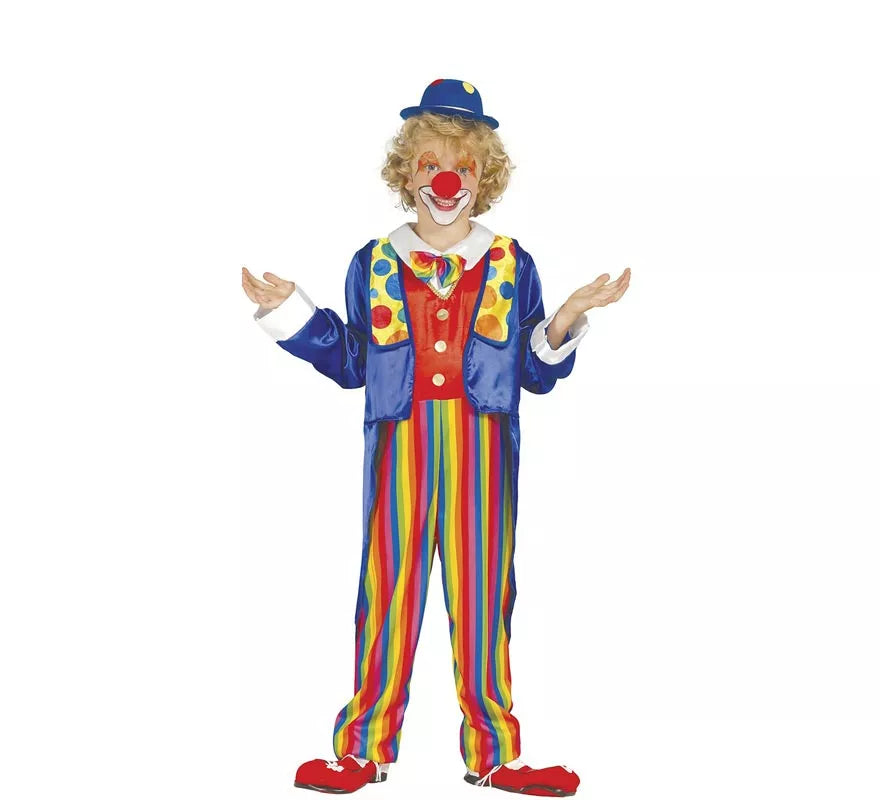 Translation missing: de.Disfraz de Payaso a rayas multicolores para niño