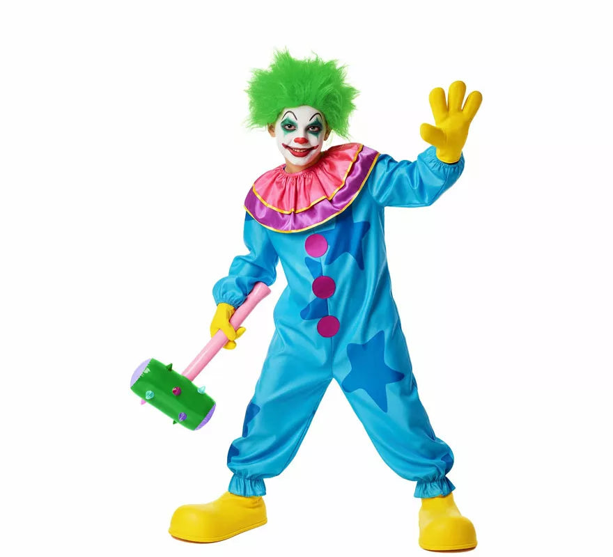 Disfraz de Payaso Asesino Aterrador azul para niño