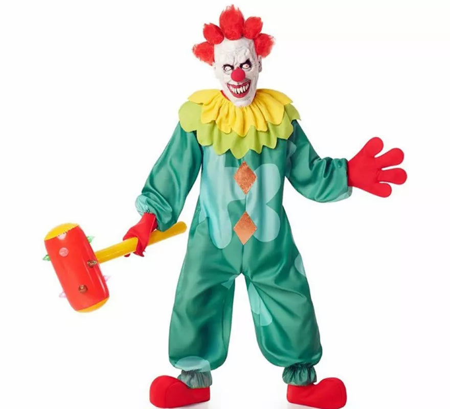 Translation missing: de.Disfraz de Payaso Asesino Aterrador verde para hombre