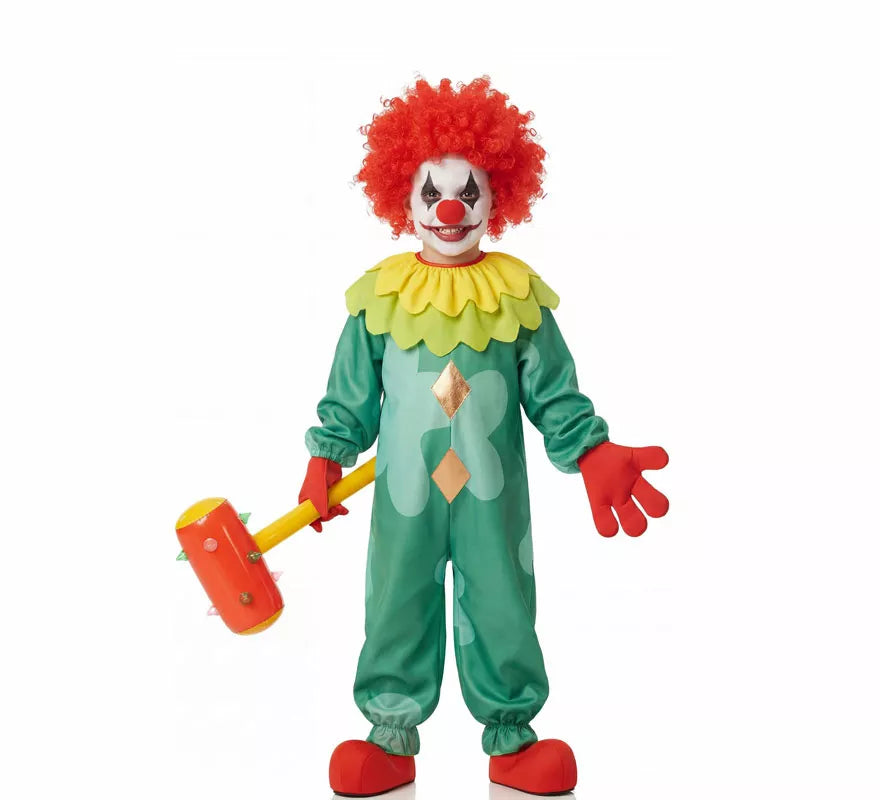 Translation missing: de.Disfraz de Payaso Asesino Aterrador verde para niño