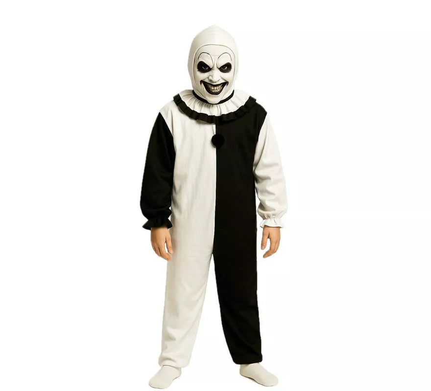 Translation missing: de.Disfraz de Payaso Asesino blanco y negro para niño