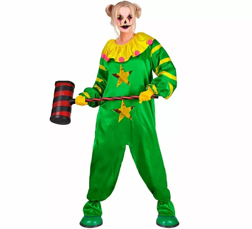 Disfraz de Payaso Asesino del Espacio Exterior verde para adultos