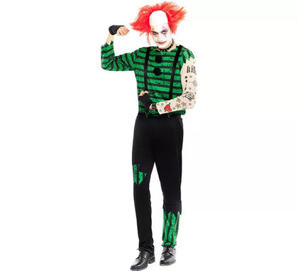 Disfraz de Payaso Asesino verde y negro para hombre