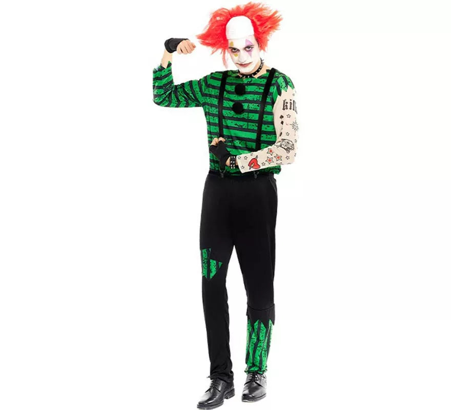 Translation missing: de.Disfraz de Payaso Asesino verde y negro para hombre