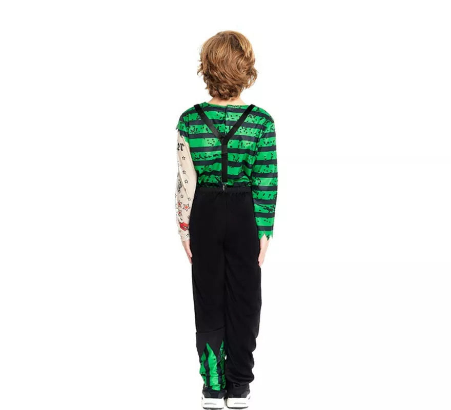 Translation missing: de.Disfraz de Payaso Asesino verde y negro para niño