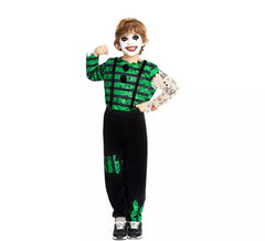 Grün-schwarzes Killerclown-Kostüm für Kinder