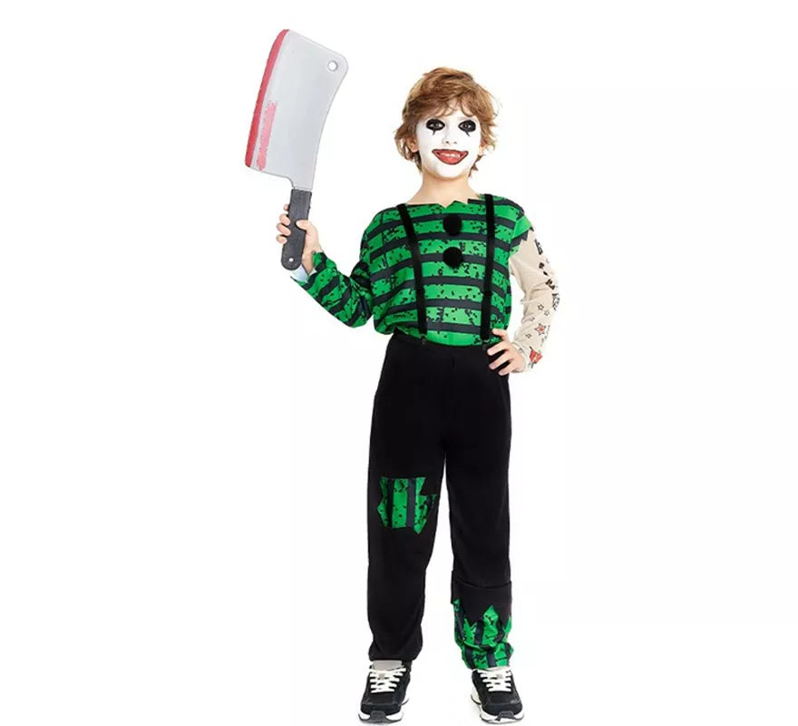 Translation missing: de.Disfraz de Payaso Asesino verde y negro para niño