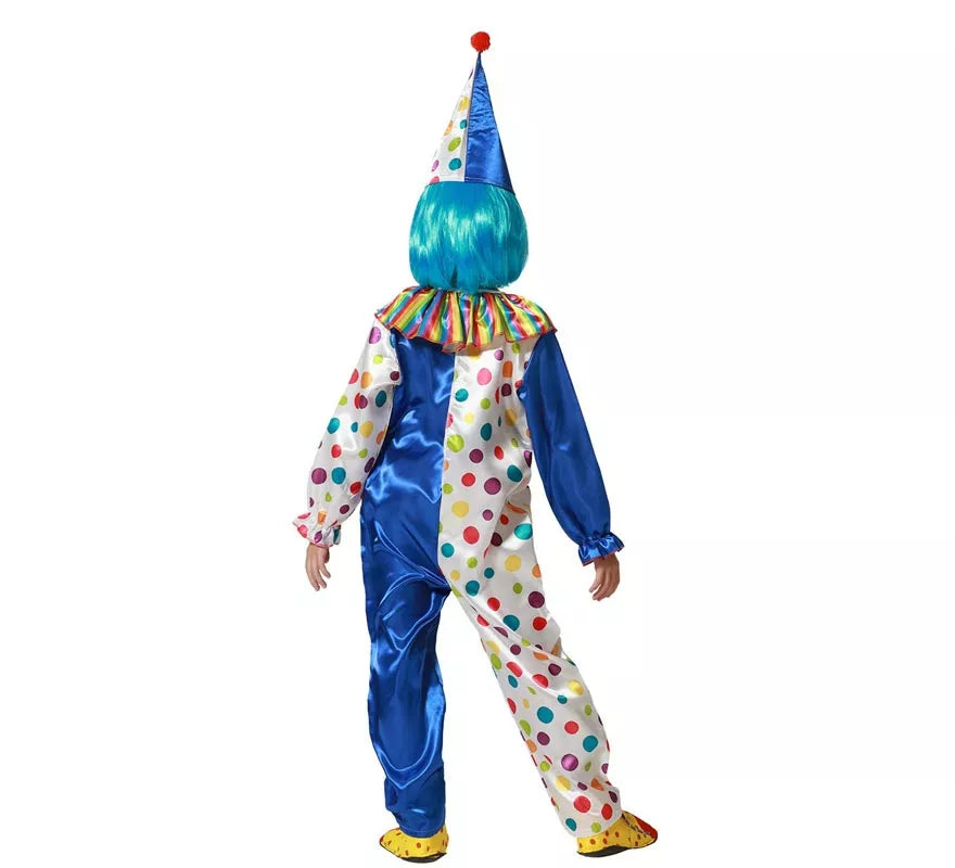 Translation missing: de.Disfraz de Payaso azul con lunares coloridos para niños