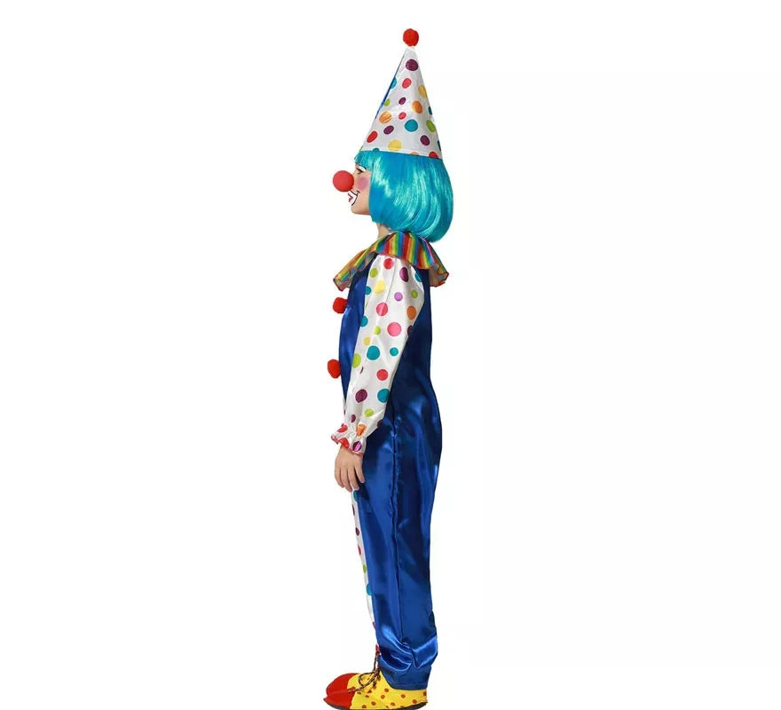 Translation missing: de.Disfraz de Payaso azul con lunares coloridos para niños