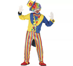 Blaues und gelbes Clown Kostüm für Herren