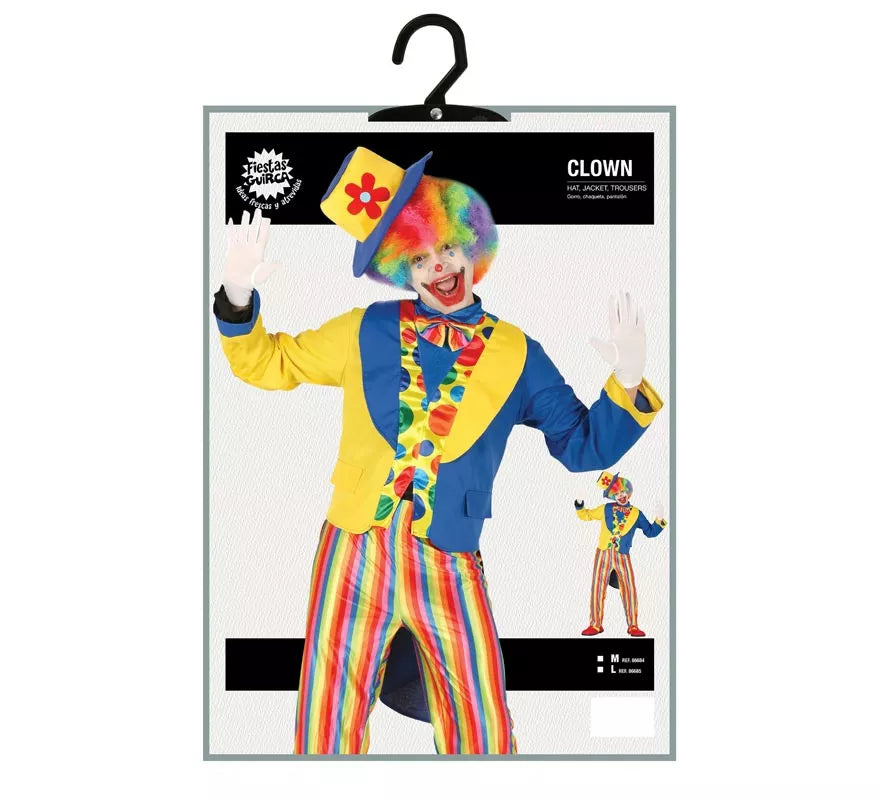 Translation missing: de.Disfraz de Payaso Azul y Amarillo para hombre