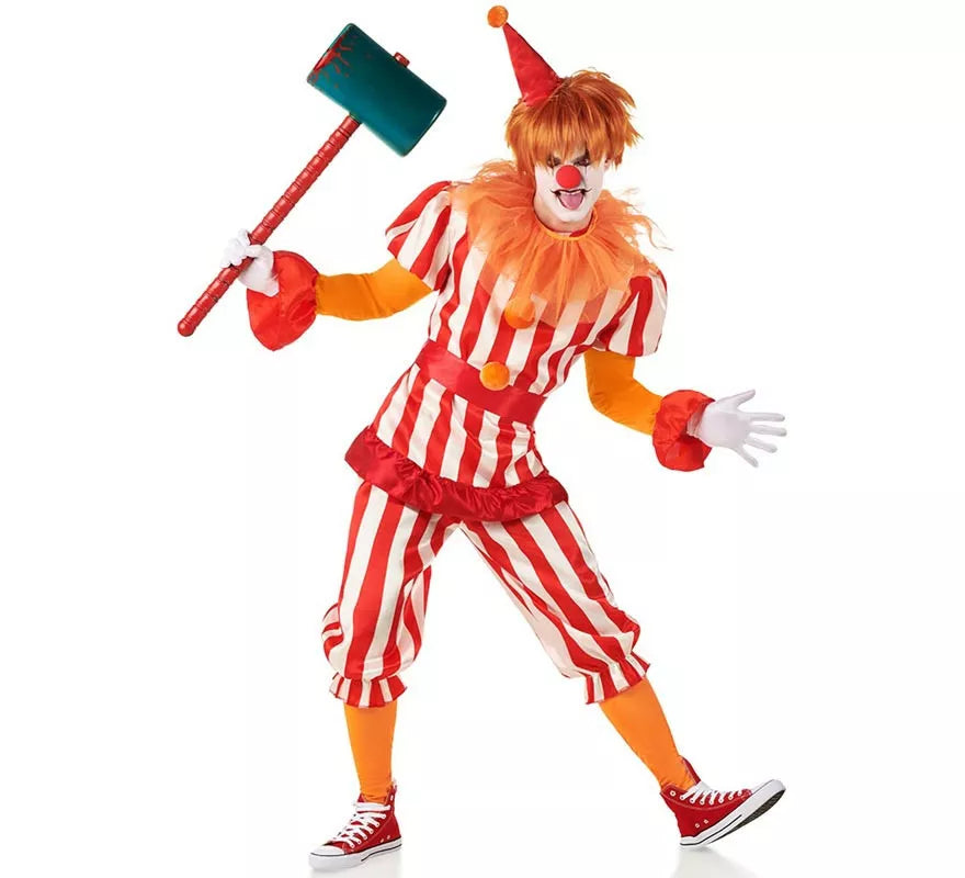 Translation missing: de.Disfraz de Payaso de Circo rojo y blanco para hombre