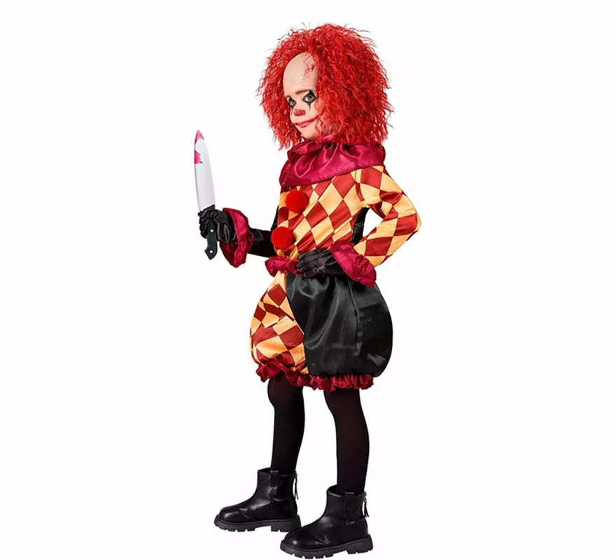 Disfraz de Payaso Macabro a Cuadros para niño
