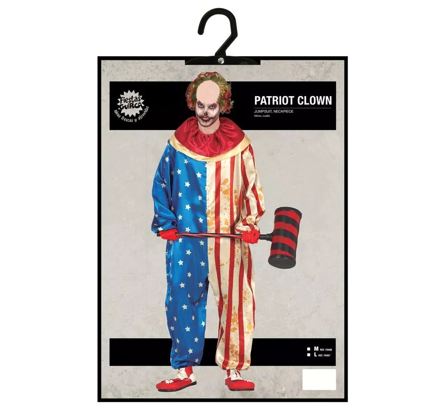 Disfraz de Payaso Patriota Siniestro para hombre