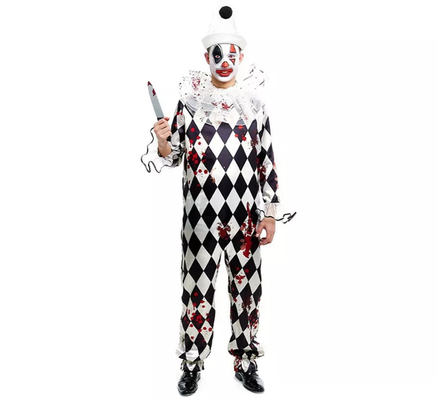 Translation missing: de.Disfraz de Payaso Pierrot Asesino con gorro para hombre