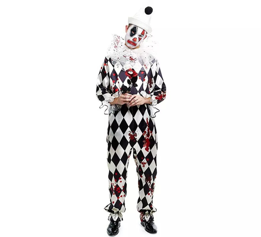 Translation missing: de.Disfraz de Payaso Pierrot Asesino con gorro para hombre