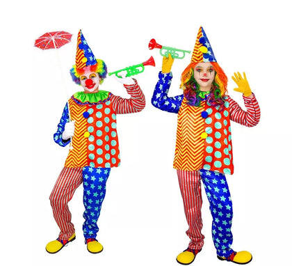 Disfraz de Payaso rayas y lunares para niños y adolescente