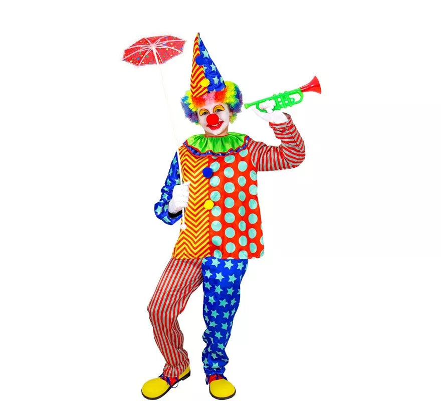 Translation missing: de.Disfraz de Payaso rayas y lunares para niños y adolescente