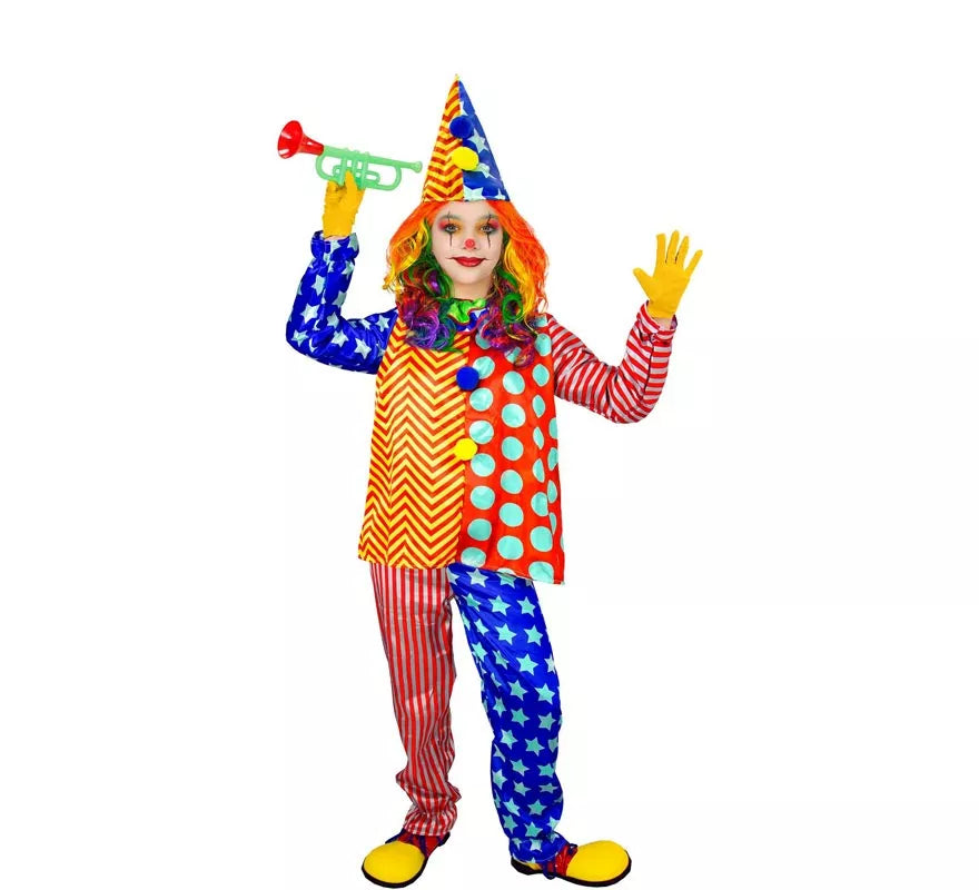 Translation missing: de.Disfraz de Payaso rayas y lunares para niños y adolescente