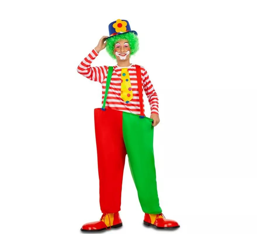 Translation missing: de.Disfraz de Payaso Rojo y Verde para niño