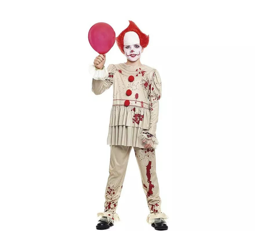 Translation missing: de.Disfraz de Payaso Sádico blanco para niño