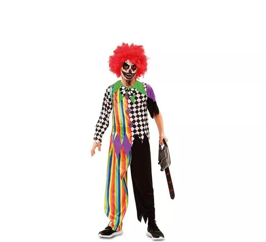 Translation missing: de.Disfraz de Payaso Siniestro Multicolor para niño