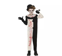 Schwarz-weißes Gruselclownkostüm für Kinder