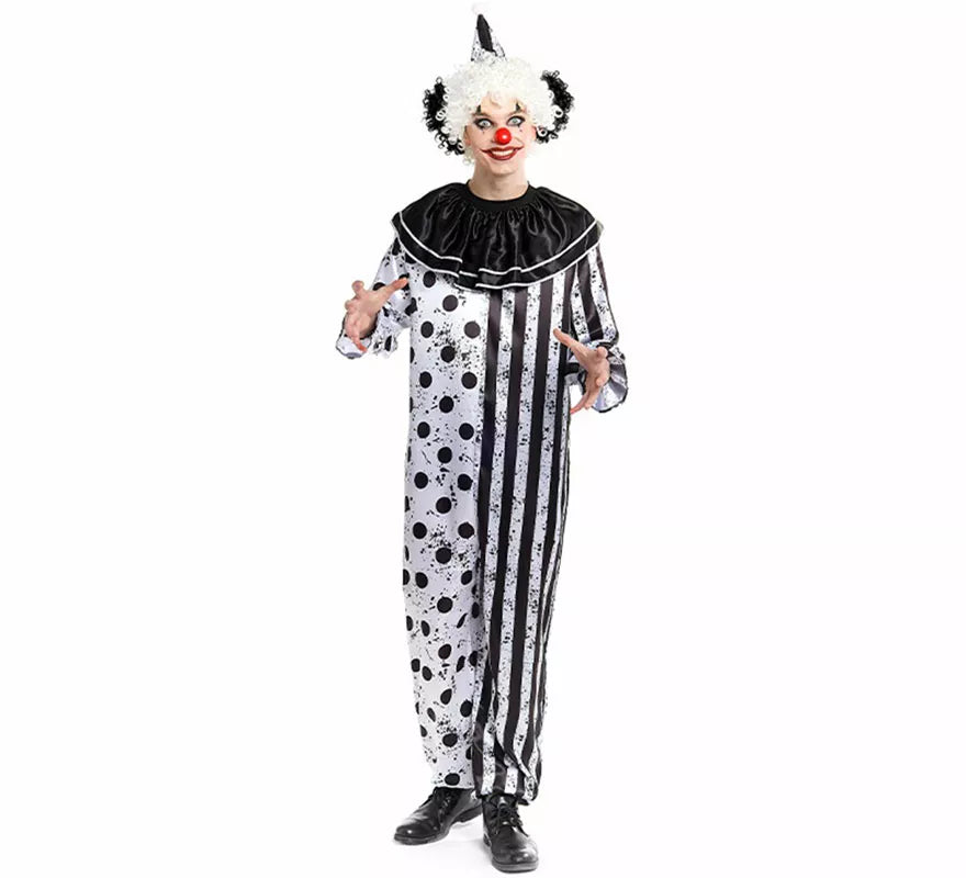 Translation missing: de.Disfraz de Payaso Terrorífico blanco y negro para hombre