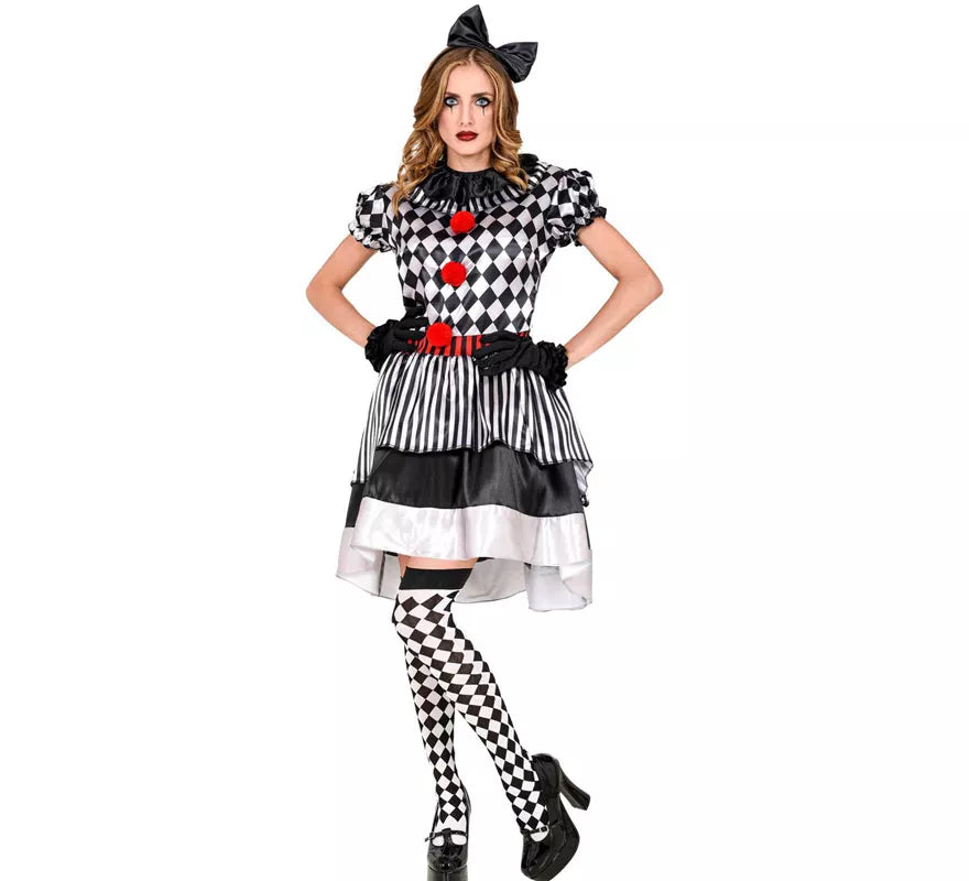 Disfraz de Payaso Vintage a Cuadros para mujer