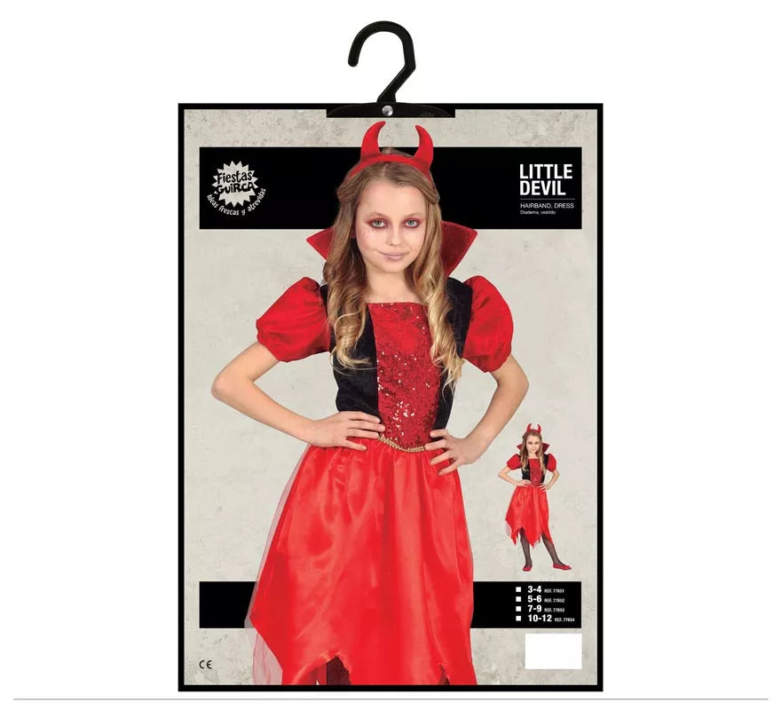 Translation missing: de.Disfraz de Pequeña Diablilla con vestido para niña