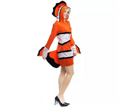 Orange-weißes Fischkostüm für Damen