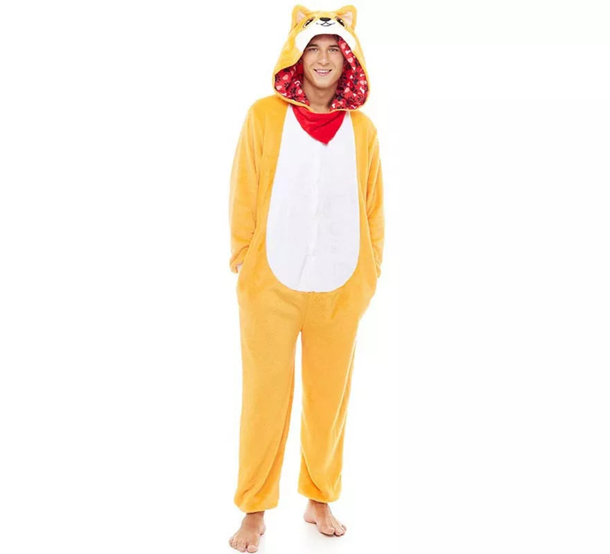 Translation missing: de.Disfraz de Pijama Aitor Akita naranja para adultos