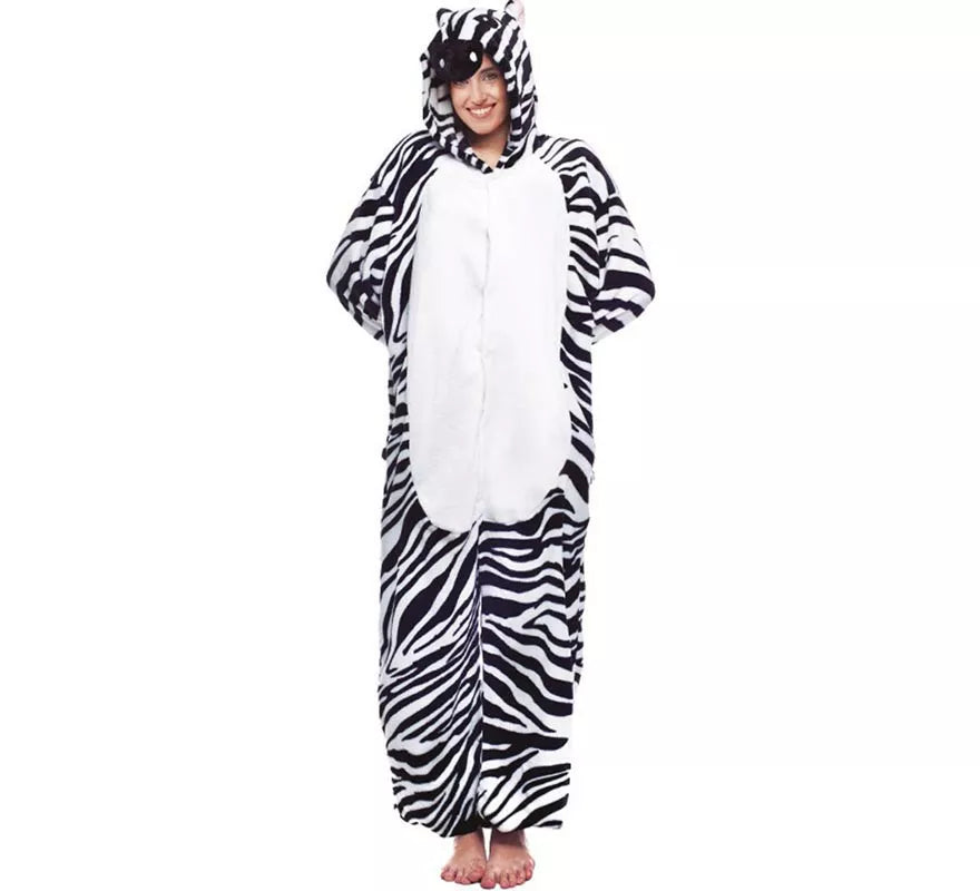 Translation missing: de.Disfraz de Pijama Cebra con capucha para adultos