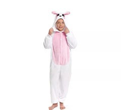 Rosa Kaninchen-Pyjama-Kostüm mit Kapuze für Mädchen
