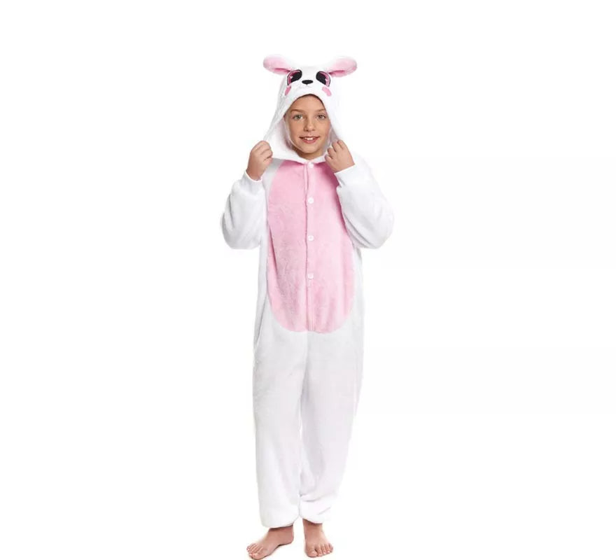 Translation missing: de.Disfraz de Pijama Conejo rosa con capucha para niña