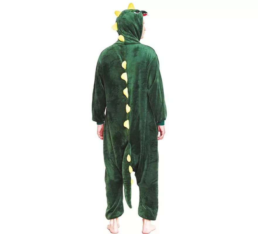 Translation missing: de.Disfraz de Pijama Dinosaurio verde y amarillo para adultos