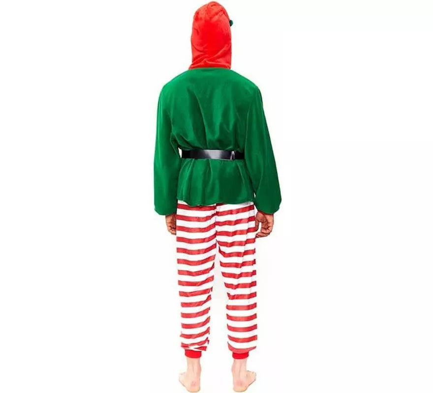 Translation missing: de.Disfraz de Pijama Elfo a rayas rojo para hombre