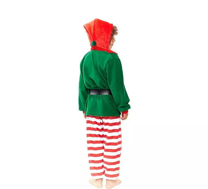 Translation missing: de.Disfraz de Pijama Elfo verde a rayas para niño