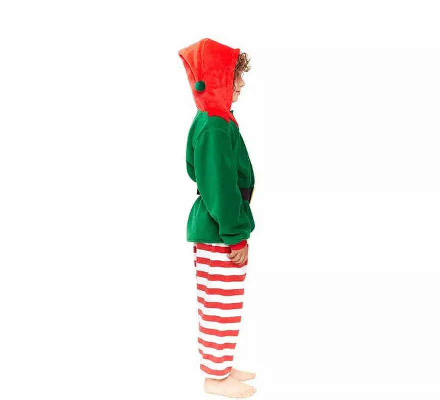 Translation missing: de.Disfraz de Pijama Elfo verde a rayas para niño