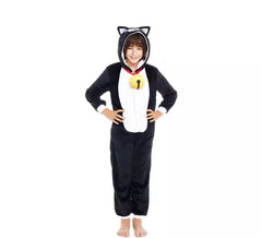 Schwarzes Katzen-Pyjama-Kostüm mit Glocke für Jungen
