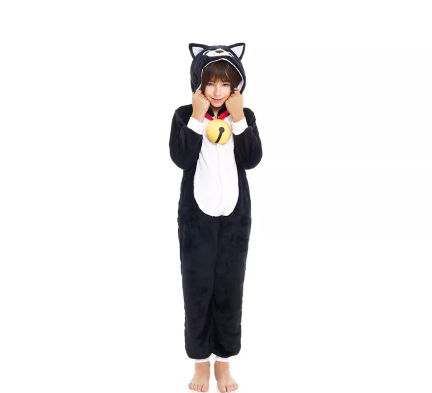 Translation missing: de.Disfraz de Pijama Gato negro con campana para niño