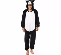 Schwarz-weißes Katzen-Pyjama-Kostüm für Herren