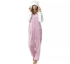 Rosa Katzen-Pyjama-Kostüm für Damen