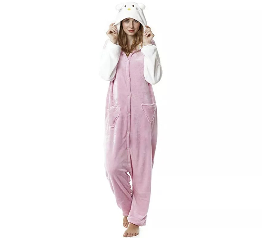Translation missing: de.Disfraz de Pijama Gato rosa para adultos