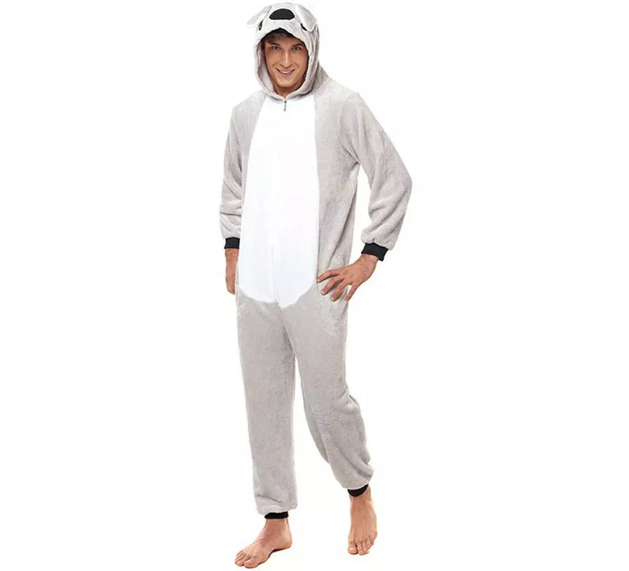 Translation missing: de.Disfraz de Pijama Koala gris para adultos