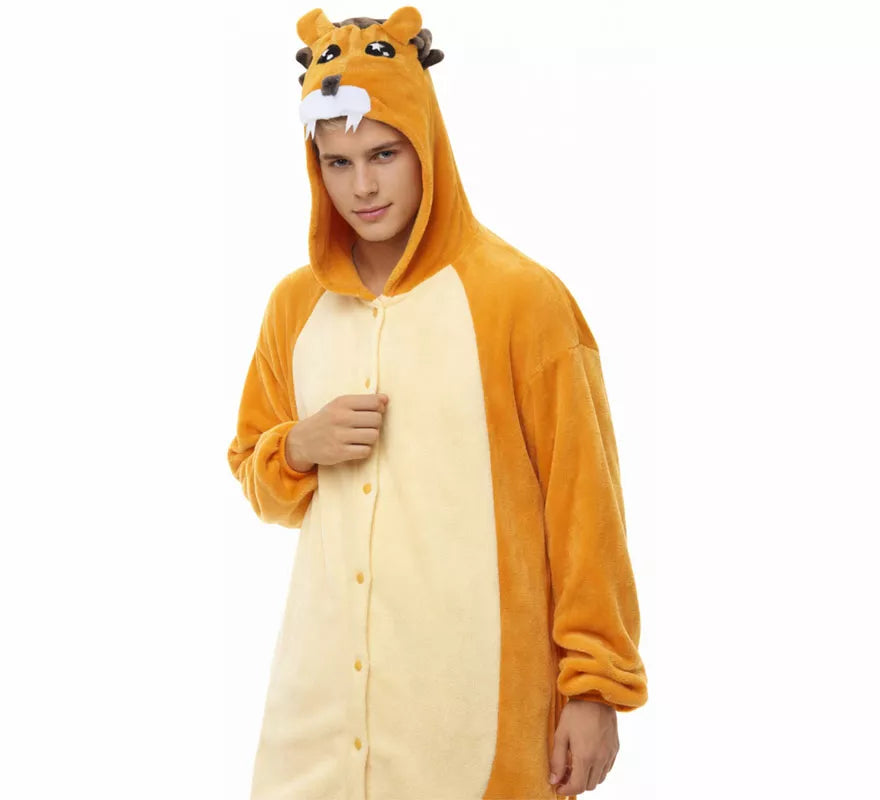 Translation missing: de.Disfraz de Pijama León naranja para adultos