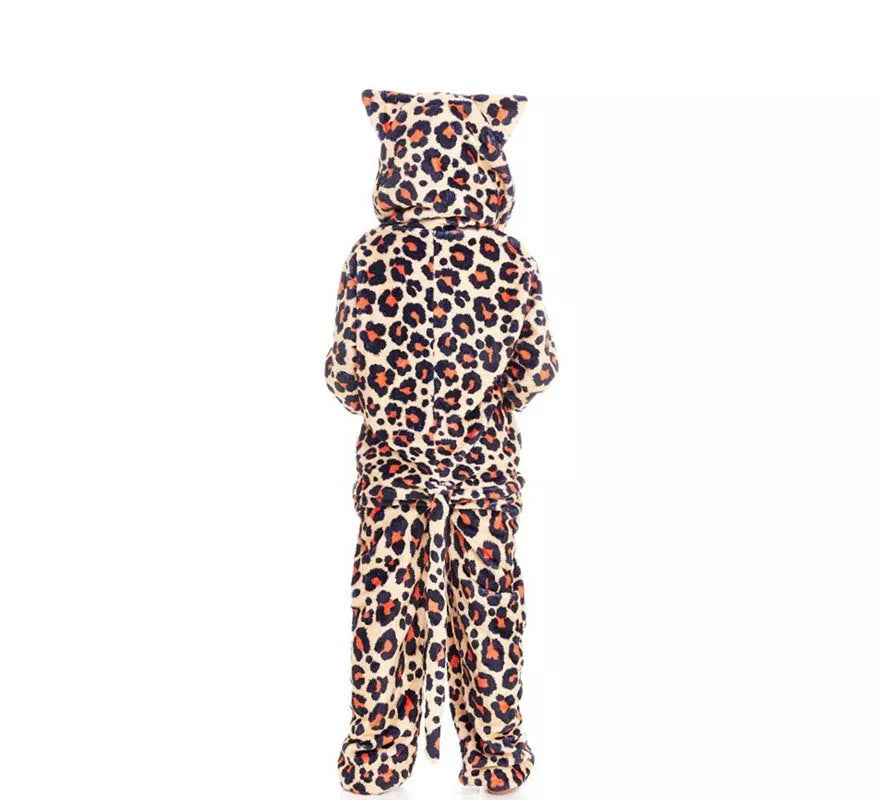 Translation missing: de.Disfraz de Pijama Leopardo marrón con capucha para niña