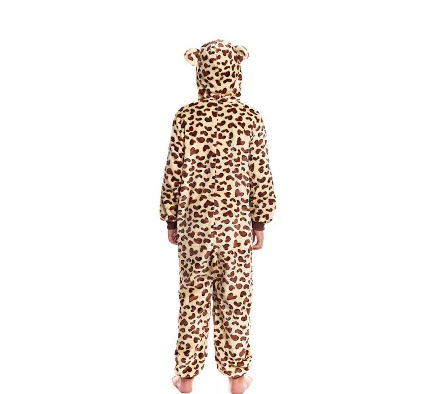 Translation missing: de.Disfraz de Pijama Leopardo marrón con capucha para niño